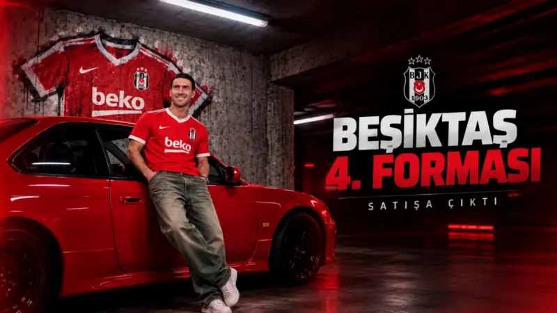 Beşiktaş'ın kırmızı ağırlıklı 4. forması satışa sunuldu